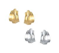 Ensemble De Deux Boucles D'Oreilles À Clip En Forme De Demi-Cercle Géométrique Moderne Pour Femmes Pour Oreilles Non Percées Plaquées Or Jaune Et Argent