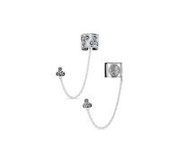 Ensemble De Deux Boucles D'Oreilles En Argent Sterling Oxydé Motif Celtique Irlandais Viking Tourbillon Soleil Et Trinité Triskèle Manchette D'Oreille Enroulée Chaîne Et Clou D'Oreille Percé 1 Pièce.