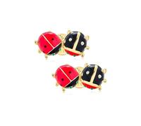 Ensemble de Deux coccinelles chanceuses Rouge Noir plaqué Or émail œil Vert Cristal Insecte épingle à Revers pour Femmes pour Adolescentes