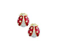Ensemble de Deux coccinelles Porte-Bonheur en émail Rouge plaqué Or avec Cristaux, épingle à Revers pour Femmes et Adolescentes.