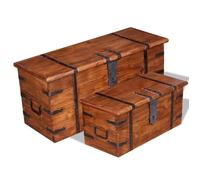 Ensemble de deux coffres de rangement en bois massif - VIDAXL - Vintage - Marron