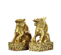 Ensemble de Deux Figurines de Statue de Paix et de Chance Kylin en Laiton, Jolie Figurine de Bureau, Sculpture d'animal de Fortune, Statues Feng Shui