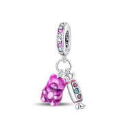 Ensemble de deux pièces Bear Soft Candy, breloque de bracelet en perles, convient aux bracelets de 3 mm à 4,5 mm