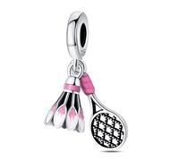 Ensemble de deux pièces de raquette violette, breloque de bracelet en perles, convient aux bracelets de 3 mm à 4,5 mm