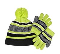 Ensemble de deux pièces en velours à rayures avec bonnet, écharpe, gants et chapeau pour homme, Vert, taille unique