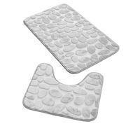 Ensemble de deux tapis de salle de bain universels de pierres grises
