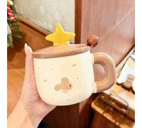 Ensemble de Deux Tasses en Céramique 3D Mignonnes pour Café, Thé ou Lait, Cadeau D'anniversaire, Tasse à Café, pour Femmes, Amies et Amoureuses (1 Pièce)(Brown)