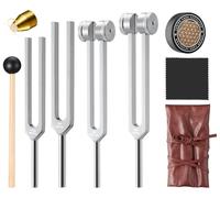 Ensemble de diapasons de guérison sonore - Diapasons pour l'alignement des chakras et le soulagement du stress - Otto 128 Hz, Om de la terre 136 Hz, Yin 256 Hz, Yang 384 Hz, activateur et pochette