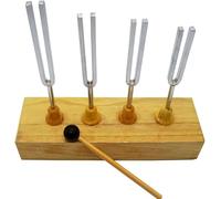 Ensemble de diapasons en acier 256 Hz 320 Hz 384 Hz 512 Hz, résonance acoustique avec boîte en bois de pin et batteur en caoutchouc, instrument d'expérimentation acoustique physique de propagation