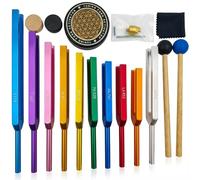 Ensemble de diapasons pour guérison | 10 fourchettes non lestées (chakra et solfège 174-963 Hz) | Kit complet avec activateur et pieds | Prêt à l'emploi.
