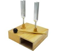 Ensemble de diapasons résonance 440 Hz, 2 avec boîtes en bois pin, batteur caoutchouc et cerceau conversion fréquence, propagation du