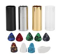 Ensemble de diapositives de guitare |Glissière en acier inoxydable 304 et couvercle de glissière en verre |Slides de guitare pour électrique/acoustique/basse |3 barres