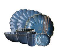 Ensemble de dîner de cuisine en céramique Services/assiettes/bol, 12 pièces Ensemble de vaisselle, ensemble d'épais et dîner, plats de forme de fleur de créativité, y compris les assiettes,