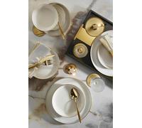 Ensemble de dîner élégant de 16 pièces, 100% porcelaine | Comprend des assiettes de service, des bols et des assiettes à dessert | Parfait pour les dîners élégants, ne passe pas au lave-vaisselle ou