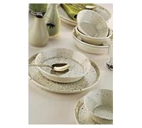 Ensemble de dîner élégant de 18 pièces, 100% porcelaine, blanc | Comprend 6 assiettes de service (26 cm), 6 bols (14 cm), 6 assiettes (20 cm) | Passe au lave-vaisselle et au micro-ondes