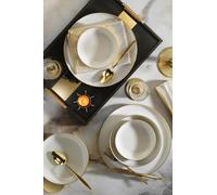 Ensemble de dîner élégant de 18 pièces, 100% porcelaine | Comprend des assiettes de service (6), des assiettes à dîner (6), des assiettes à dessert (6) | Parfait pour les dîners élégants, ne passe