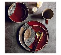 Ensemble de dîner élégant pour le restaurant de luxe et la maison, ensembles de vaisselle en porcelaine, 22 pièces de la combinaison de dîner en céramique de style American Red | Bols à salade et