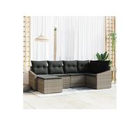 Ensemble de Dîners de Jardin 6 Pièces avec Coussins Gris en Rattan 3355458