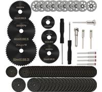 Ensemble de disques de coupe pour outils rotatifs Dremel, lames de scie circulaire HSS, kit de roue de coupe diamant en résine avec mandrins de 0,3 cm pour coupe du bois, du plastique, du métal