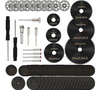 Ensemble de disques de coupe pour perceuse Dremel - Accessoires pour outils rotatifs - Lames de scie circulaire HSS - Kit de roue de coupe en résine diamant avec mandrins de 0,3 cm pour coupe du bois,