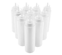 Ensemble de distributeur de condiments 10pcs 720 ml Sauce en plastique Sauce à huile Bouteilles de vinaigre avec buse étroite pour le restaurant de cuisine Rateuse Eco Friendly (Blanc)
