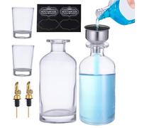 Ensemble de distributeur de rince-bouche - Matériau de bouteille en verre, entonnoir en acier inoxydable, buse à ouverture automatique, deux becs verseurs | Kit d'organisation de liquide parfait pour