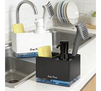 Ensemble de distributeur de savon avec support d'éponge - Distributeur de savon de comptoir de cuisine autoportant - Convient pour la vaisselle, la salle de bain - Conception anti-fuite, pompe parfait