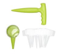 Ensemble de distributeur de semences, outil de jardinière 12 PCS avec 5 paramètres de cadran, 10 étiquettes de plante, sein de main ergonomique pour plantation de jardin de fleurs