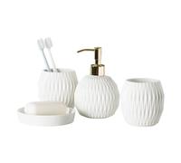 Ensemble de distributeurs de Savon Distributeur de Savon et Lotion en céramique avec Pompe, Style Bord mer pour Une Nouvelle Maison(White,4 Pieces)