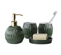 Ensemble de distributeurs de Savon Distributeur de Savon et Lotion en céramique avec Pompe, Style Bord mer pour Une Nouvelle Maison(Green,4 Pieces)