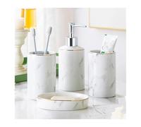 Ensemble de distributeurs de Savon Ensemble de 4 pièces en céramique for comptoir avec Distributeur Savon et 2 gobelets for Bain Bouche (Emballage boîte) pour Une Nouvelle Maison