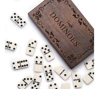 Ensemble de Dominos Lingle - Jeu de Dominos Double 6 Classique pour Adultes, 28 Pièces de Domino avec Boîte en Bois