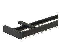 Ensemble de Double Tringle à Rideaux avec Rail de Plafond Robuste - Installation Facile pour Le Salon, la Chambre et Les hôtels (Dimensions : 1,8 m (5,9 pi), Couleur : Noir)