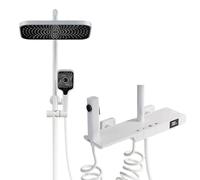 Ensemble de douche à affichage numérique avec bouton piano, pommeau de douche à effet pluie haute pression, fixation de salle de bain moderne pour usage domestique, installation facile, design Slish