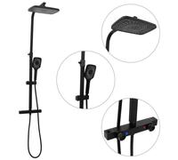 Ensemble de Douche à Deux Têtes avec Mitigeur et Tuyau Salle de Bain Noir vidaXL
