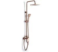 Ensemble de douche à effet pluie, thermostat, douchette carrée de 20 x 20 cm, or rose