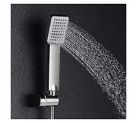 Ensemble de Douche à Main carré ABS avec siège de Douche réglable, pommeau de Douche à Main de Pluie, Finition Nickel brossé (Couleur : Whole Set)