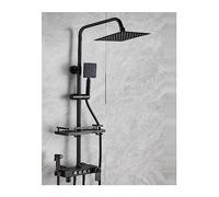 Ensemble de douche à température constante for salle de bain en acier inoxydable, pommeau de douche pressurisé noir/gris pistolet(Black 4 T)