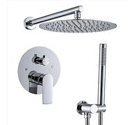 Ensemble de Douche avec mitigeur de Pluie chromé Ensemble de Robinet de Douche Mural pour Salle de Bain avec Pomme de Douche Ronde et Douche à Main