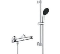 Ensemble de douche avec mitigeur thermostatique pommeau 1 jet barre 60cm et fle ible GR G