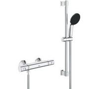 Ensemble de douche avec mitigeur thermostatique pommeau 1 jet barre 60cm et fle ible GR
