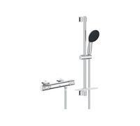Ensemble de douche avec mitigeur thermostatique pommeau 3 jets barre 60cm et fle ible G