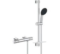 Ensemble de douche avec mitigeur thermostatique pommeau 3 jets barre 60cm et fle ible G