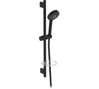 Jacob Delafon - Set de Douche Awaken - Douchette 3 jets 11cm - Barre de douche & flexible - Porte savon - Economie d'eau - Noir mat - E99898-BL