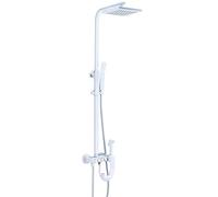 Ensemble de Douche Blanc avec Douche à Main, Robinet de Douche à Pluie exposé pour rénovation de Salle de Bain, Hauteur et Angle réglables