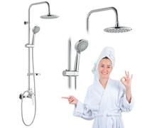 Ensemble de douche chromé avec douchette à main et douche de pluie - Montage mural - Élégance pour chaque salle de bain