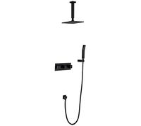 Ensemble de douche classique en laiton noir avec robinet de douche à effet pluie de 20,3 à 30,5 cm et douchette à main pour installation de salle de bain