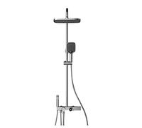 Ensemble de douche complet à 4 fonctions, système de douche exposé, ensemble de robinet de douche avec affichage numérique de la température, pommeau de douche à effet pluie avec pulvérisateur à main
