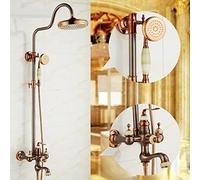 Ensemble De Douche De Douche En Jade Naturel De Style Américain Rose Or Brun Bronze Robinet D’Eau Chaude Et Froide Antique En Cuivre Complet, Couleur Jade