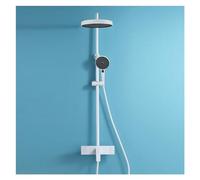 Ensemble de douche de salle de bain avec douche à effet pluie, mitigeur de bain-douche avec douchette à main, pommeau de douche à effet pluie 3 voies, blanc et noir, ensemble de douche C1
